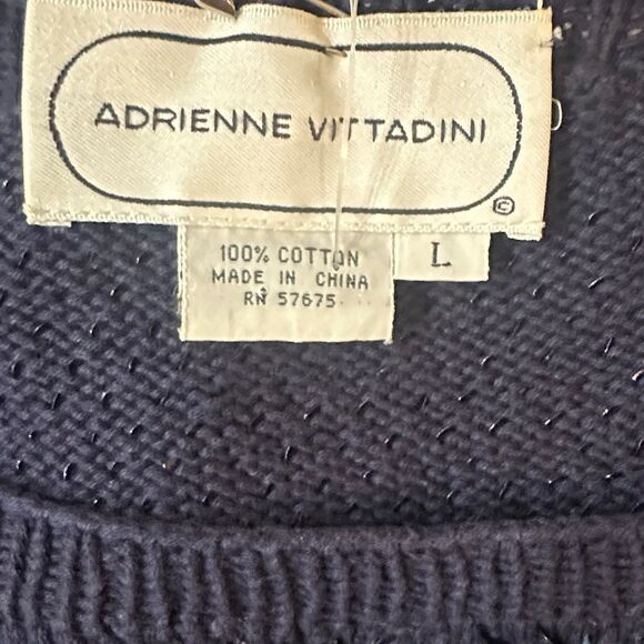 ADRIENNE VITTADINI Navy/White Sequin Striped Women's Long Sweater Size Large - Picture 10 of 10